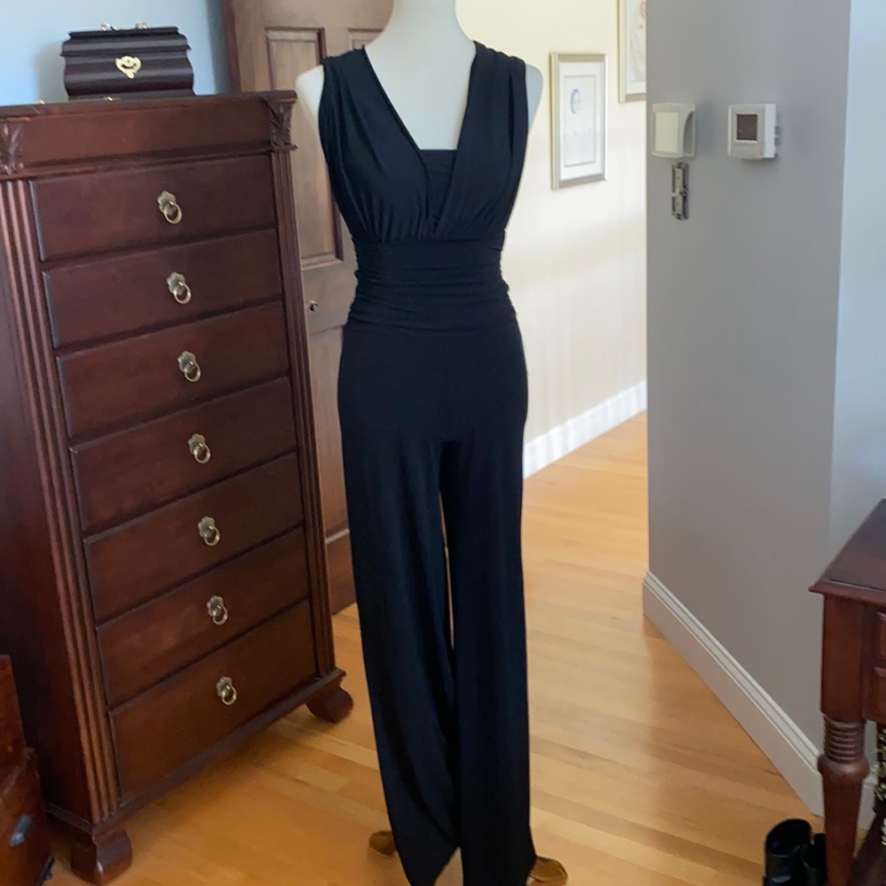 White House Black Market black jersey jumpsuit